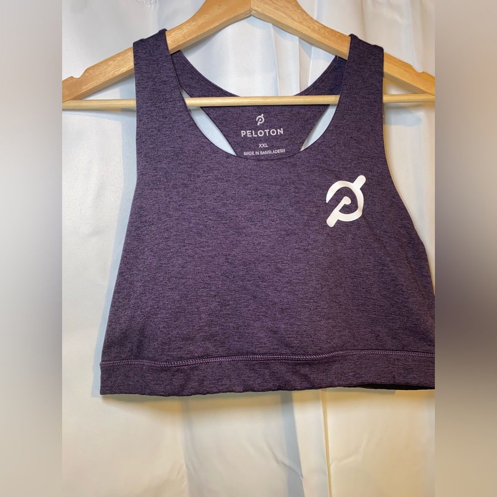 PELOTON Heathered Purple Strappy Sports Bra XXL